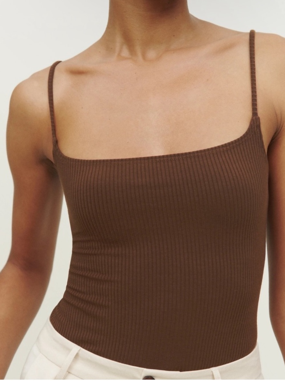 Reformation Carrie Ribbed Cami Top Brown